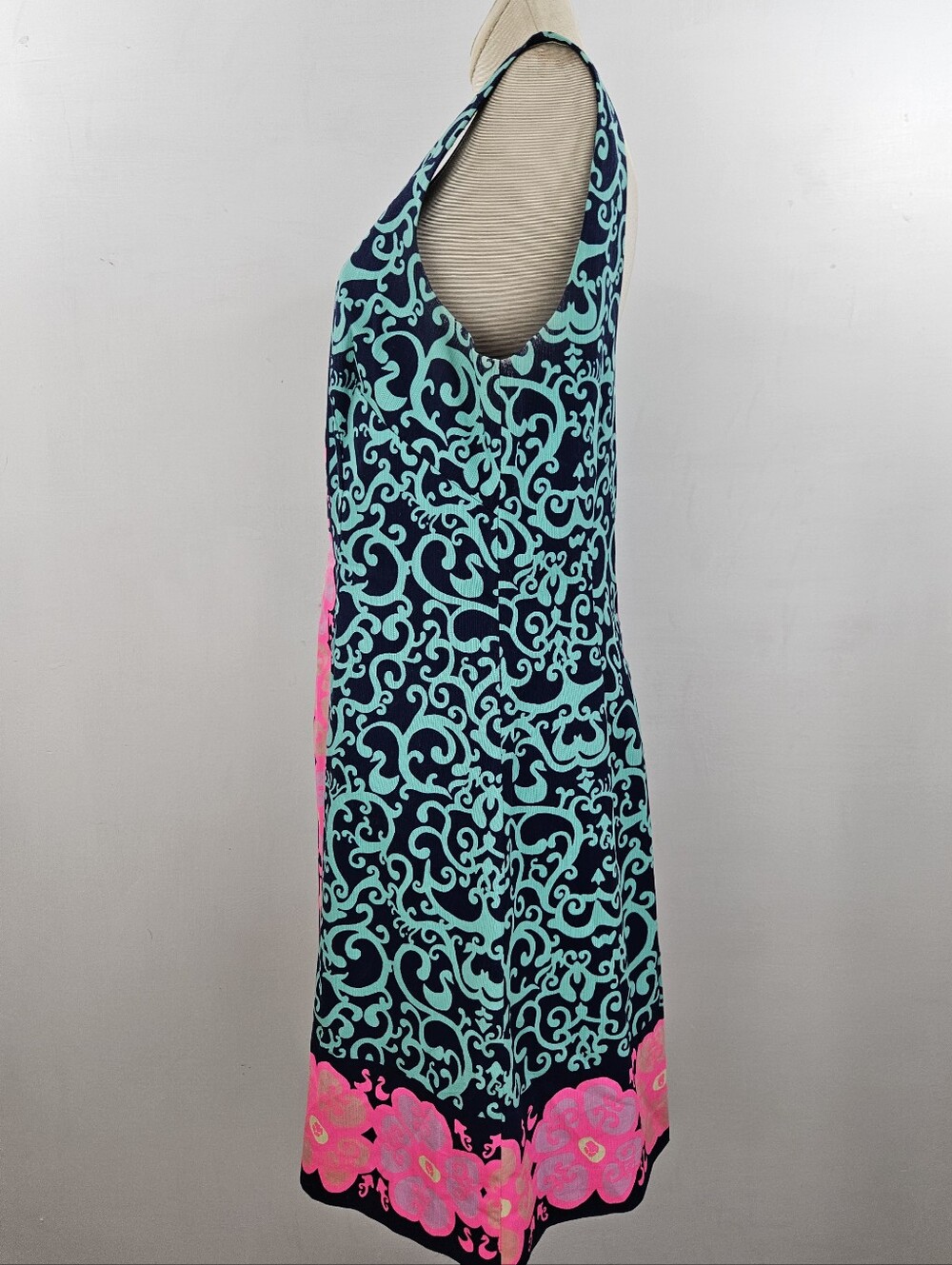 Lilly Pulitzer Navy, Teal & Hot Pink Printed Sleeveless Dress size 10 - Picture 2 of 11